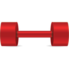 Simple Red Dumbbell Isolated on White Background for Exercise and Fitness