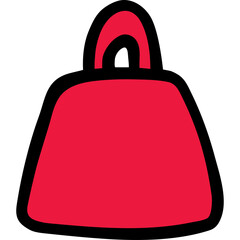 Simple Red Hand Drawn Style Bag Icon With Black Outline On Transparent Background Graphic Element