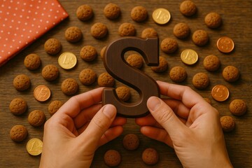 Sinterklaas holiday tradition with chocolate letter S and gingernuts