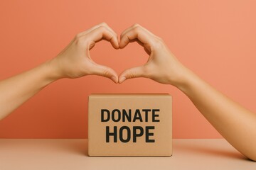 Hands forming a heart above a box labeled donate hope on giving tuesday