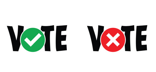 Slogan Vote  with checkmark symbol. Election Day. Political, campaign concept. Check List. Elections, of the first or second chamber elections. Referendum or politic concept. Check mark icon