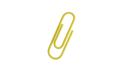 Bright Yellow Paperclip Office Supply Object isolated on a transparent background stationery