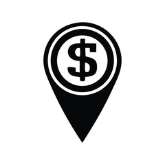 Financial Location Dollar Sign in a Navigation Pinpoint Icon