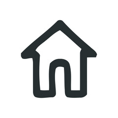 Simple and charming hand-drawn outline of a house, perfect for representing home, real estate, or architectural concepts with a personal touch