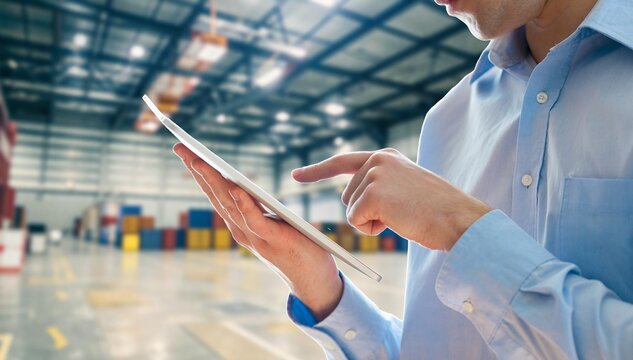 Smart Augmented Reality, warehouse management on tablet computer - Powered by Adobe