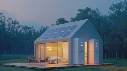 Obraz premium Alternative electric energy storage systems for smart homes using battery packs for clean energy