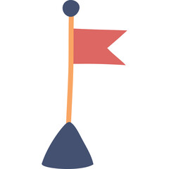 Simple Stylized Red Flag On A Tall Orange Pole With A Blue Base On Transparent Background