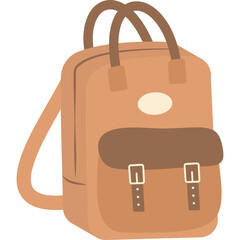 Simple Terracotta Backpack with Brown Straps and Buckles on Transparent Background Ideal for School and Travel