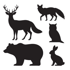 Animal silhouette collection. Set of black animal silhouette. Animal icons.