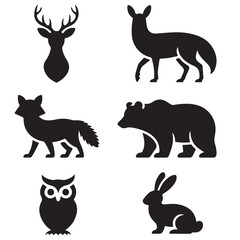Animal silhouette collection. Set of black animal silhouette. Animal icons.