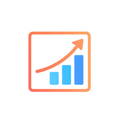 A vector chart showing rising blue bars with an upward arrow symbolizing business growth.