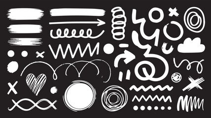 Hand drawn doodle elements isolated on for creative design