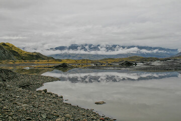 glacier with lake