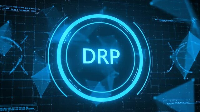 Futuristic Digital Network With DRP Abbreviation and Abstract Geometric Blue Background