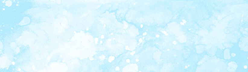 Abstract blue watercolor texture background with bokeh effect, beautiful blue watercolor background with glitter particles, light blue bokeh background for design,  snowflakes floating randomly.