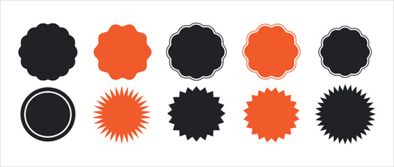 Dynamic Set of  Price Sticker Icons. Features Sale Badges, Discount Tags, and Sunburst Icons in Flat Vector Illustration. Essential Special Offer Price Tags for E-commerce, Marketing.