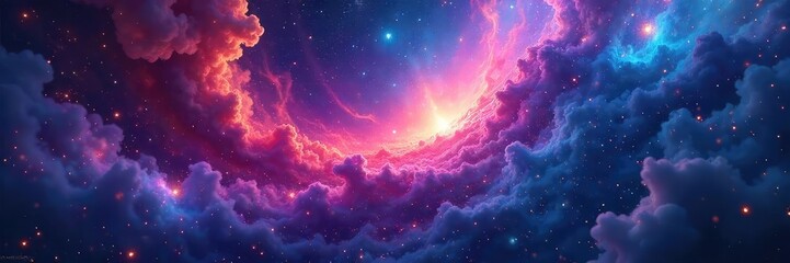 Iridescent Nebulae Explode Across a Dark Mystical Canvas, Creating a Breathtaking Cosmic Scene Perfect for Fantasy and Magic Themes