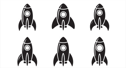 Creative black rocket vector pack suitable for branding, startup logos, and tech innovation visuals