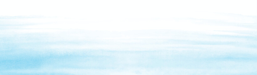 blue sea sky gradient watercolor background with clouds texture. Vector watercolor background for cover design, card, flyer, poster. Summer illustration. 