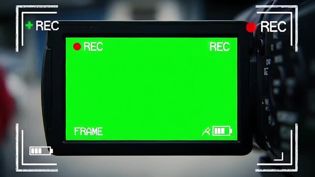 Rec frame viewfinder overlay animation. Cam video movie focusing on chroma key. Surveillance. Camcorder live, digital interface 4k HD loop able
