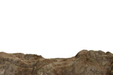 A desolate, rugged terrain of textured brown and grey geological formations occupies the lower frame, contrasting sharply with the deep black expanse above