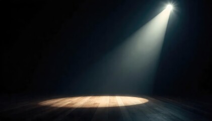 Dramatic Spotlight on Dark Stage Theatrical Lighting, Mystery, Performance, Emphasis