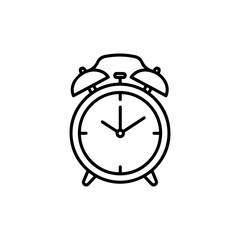 Classic alarm clock icon time management and deadline concept with simple line art design