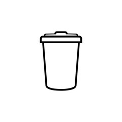 Illustration of a black and white trash can with a lid, , perfect for waste management designs