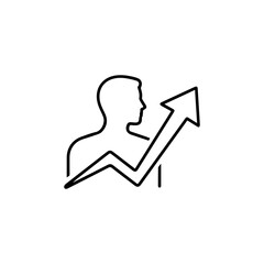 Line art illustration of a person with an upward trending arrow
