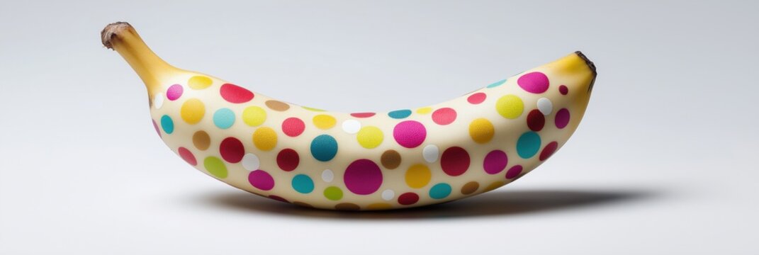 Colorful polka dot banana against plain background - Powered by Adobe