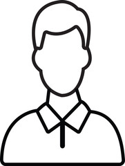 Outline Icon of a Man's Head and Shoulders Wearing a Collared Shirt silhouette