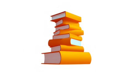 Stack of orange book hardcover literature education knowledge isolated vertical learning study academic creativity inspiration imagination wisdom information resource library reading research