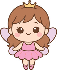 Obraz premium Ballerina Fairy clipart, girly kids Graphic, soft pastel kids design, trendy baby stickers art 