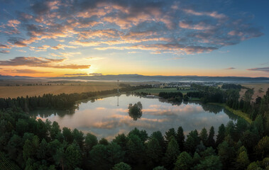 Sunset at Beliansky Pond near Spisska Bela in northern Slovakia