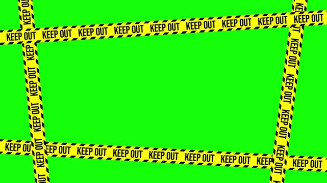 KEEP OUT Tape Frame Animation on Green Background