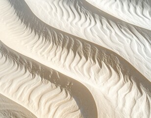 Close-up sand ripple pattern, beige + white, natural light, minimal macro texture 