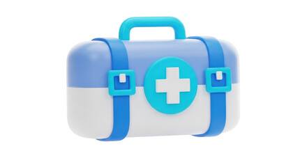 3D Medical First Aid Kit with Cross Symbol isolated on a transparent background health emergency