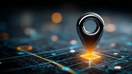Visualize your business success with this location pin on a modern digital map, perfect for showcasing global reach, strategic planning, and innovative solutions for tech companies