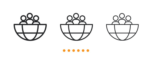 Global Community icon. Thin line icon vector