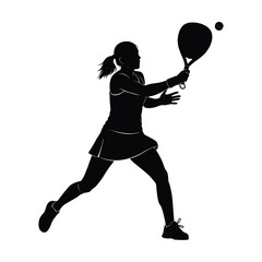 silhouette vector of a padel player with white background 