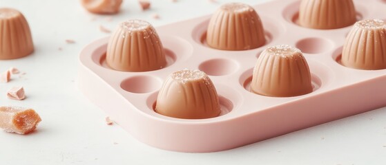 Sweets shaped in silicone tray with sugar dust sprinkles.