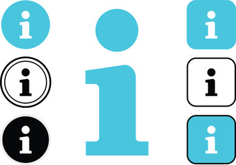Collection of Information Icons in Blue and Black and White info symbol help icon