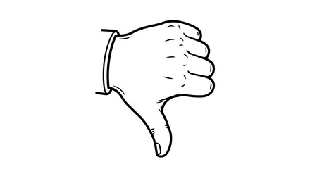 Thumbs-Down Hand Gesture Line Drawing Expressing Disapproval and Rejection