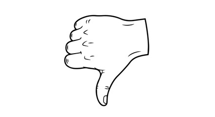 Thumbs-Down Hand Gesture Line Drawing Expressing Disapproval and Rejection