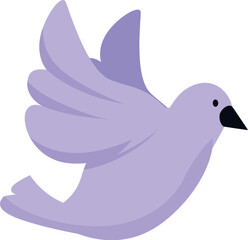 Purple dove gracefully soars with outstretched wings, symbolizing peace, hope, and serenity