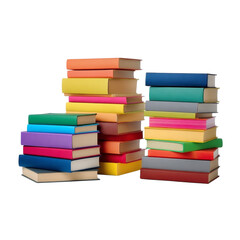 Vibrant stacks of colorful books isolated on a dark backdrop knowledge education library