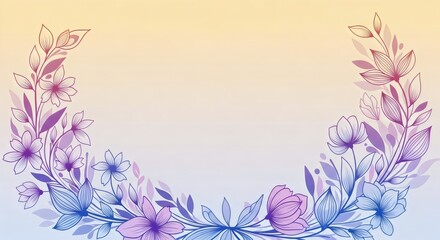 ““Elegant pastel floral background with soft gradient sky, delicate petals and watercolor flowers, romantic light tone for wedding invitation or greeting card”
