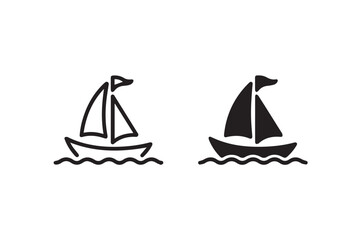 sailboat side by side sailboat icons water wave hull vector illustration
