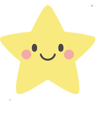 Smiling Star with Sparkles Clipart, girly kids Graphic, soft pastel kids design, trendy baby stickers art 
