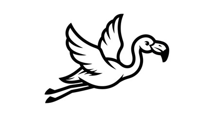 Obraz premium Elegant Flamingo in Flight - A Striking Black and White Illustration.